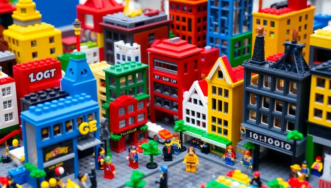 A colorful Lego cityscape showcasing endless creativity.